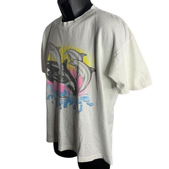 Vintage Sea World Crewneck T Shirt L White Single Stitch Shamu Short Sleeves - Picture 3 of 7